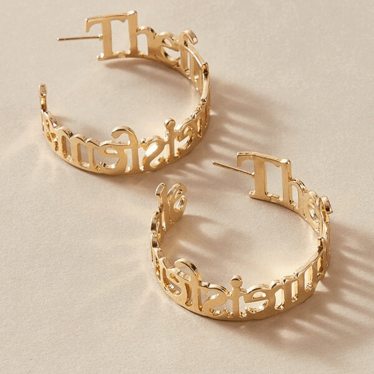 Personalized Name Cuff Hoop Earrings Gifts for Her
