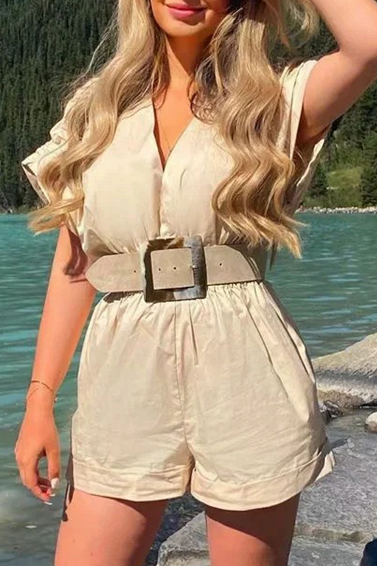 Casual Solid Split Joint Without Belt V Neck Straight Jumpsuits - Life is Beautiful for You - SheChoic