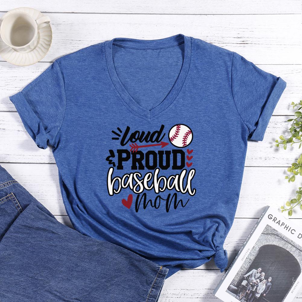 Proud Baseball Mom V-neck T Shirt-Guru-buzz
