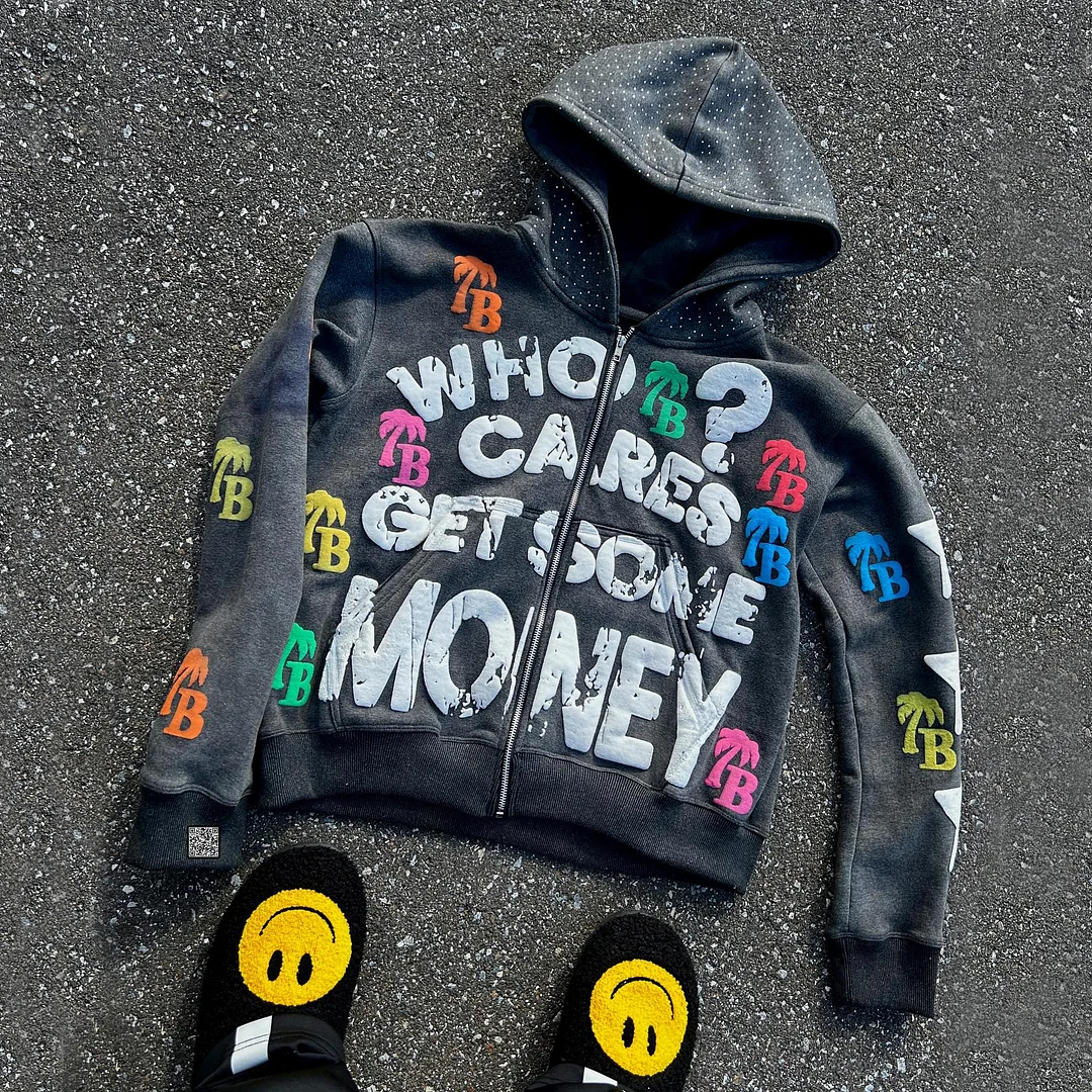Personalized street style who cares get some money hoodie
