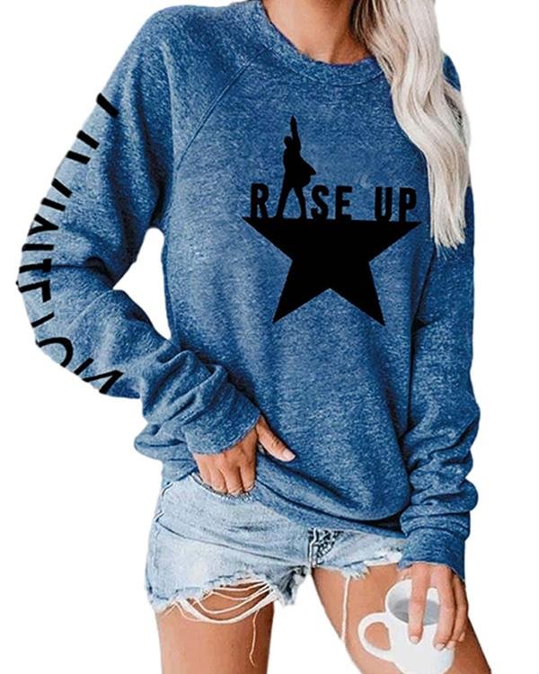 Plus Size Printed Casual Round Neck Daily Shirt Sweatshirt