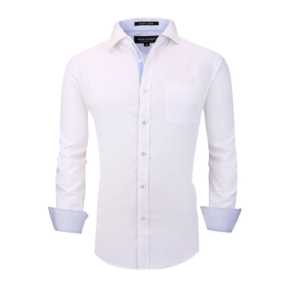 Wrinkle Free Bamboo Button Down Shirt White - Alex Vando