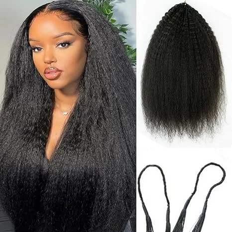 Kinky Straight Pre-Looped Knotless Pre-Separated Feather Crochet Hair Extensions