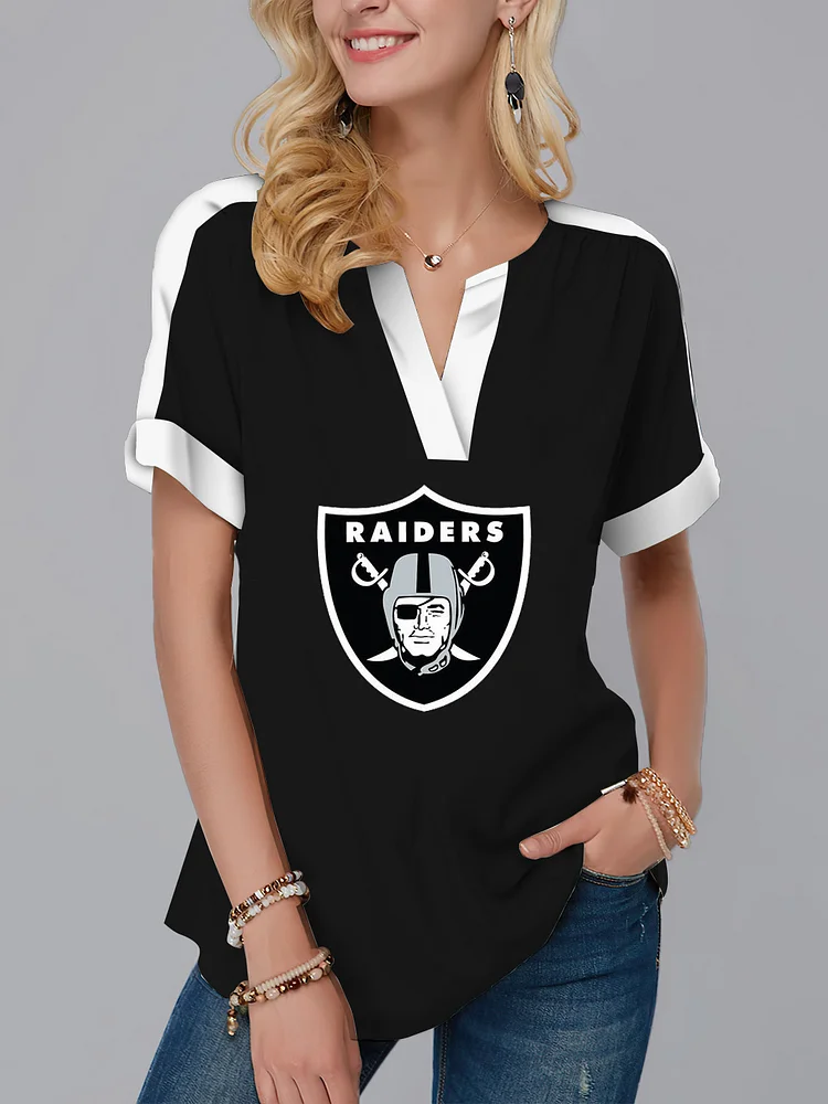 Las Vegas Raiders  Fashion Short Sleeve V-Neck Shirt