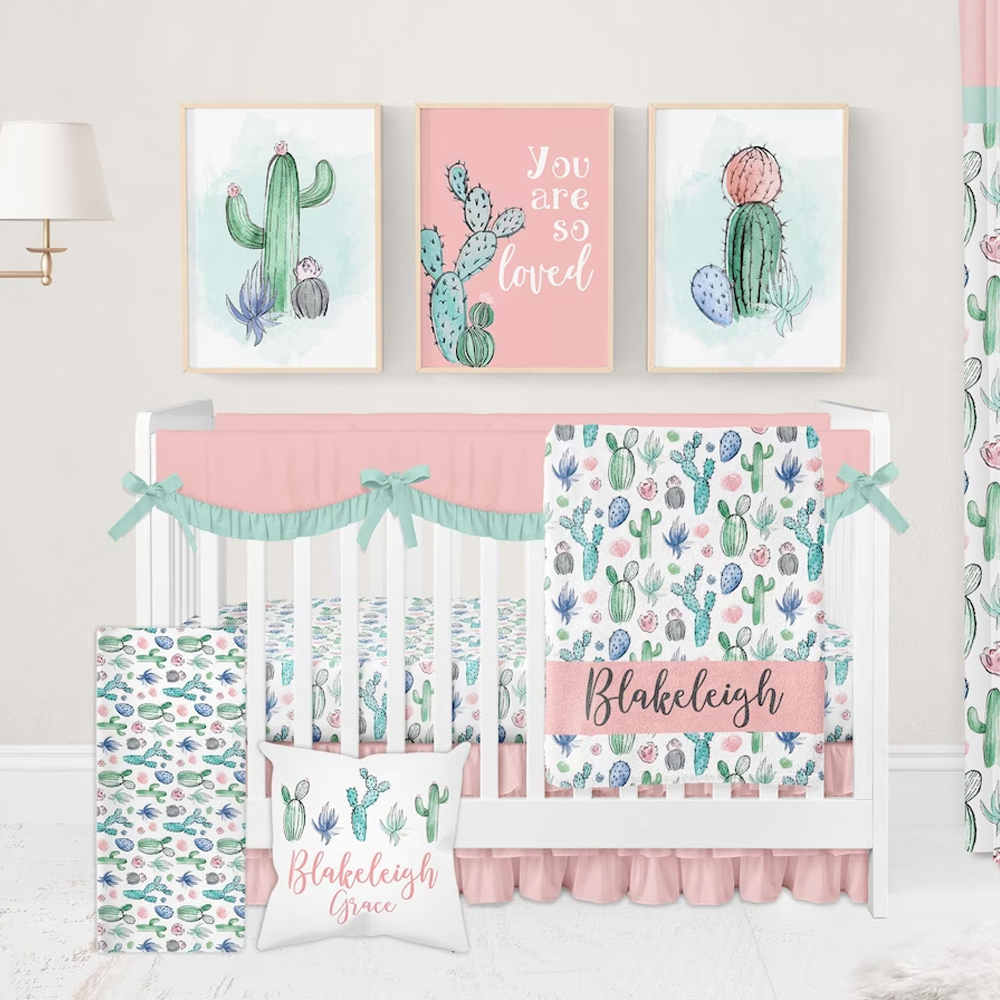 Cactus Crib Bedding Set Girl, Floral NurseryDuckbe