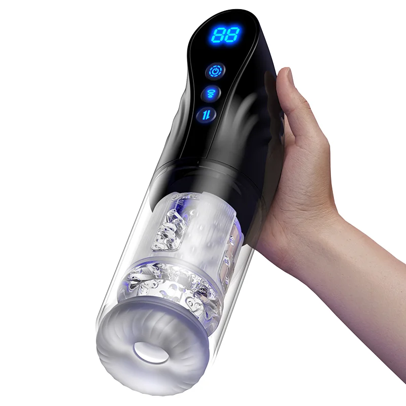 3-in-1 Thrusting Rotating Sucking Deep-throat Male Masturbator - Rose Toy