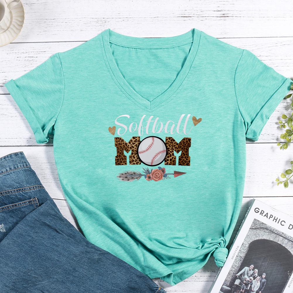 Softball mom V-neck T Shirt-Guru-buzz