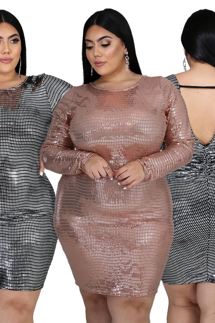 Plus Size Mini Long Sleeve Backless Party Homecoming Dresses - Shop Trendy Women's Clothing | LoverChic