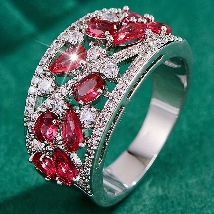 Boho Ladies Elegant Zircon Finger Ring For Women Birthday Party Wedding Gift VangoghDress