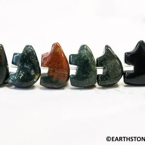 pornhint Pornhint M/ Blood Stone 8x12mm Zuni Bear beads 7" strand Fetish Style Bear gemstone beads, Cute Animal Bear For Jewelry Making