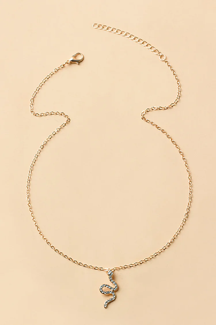Alloy Snake Pendant Fashionable Necklace-Gold