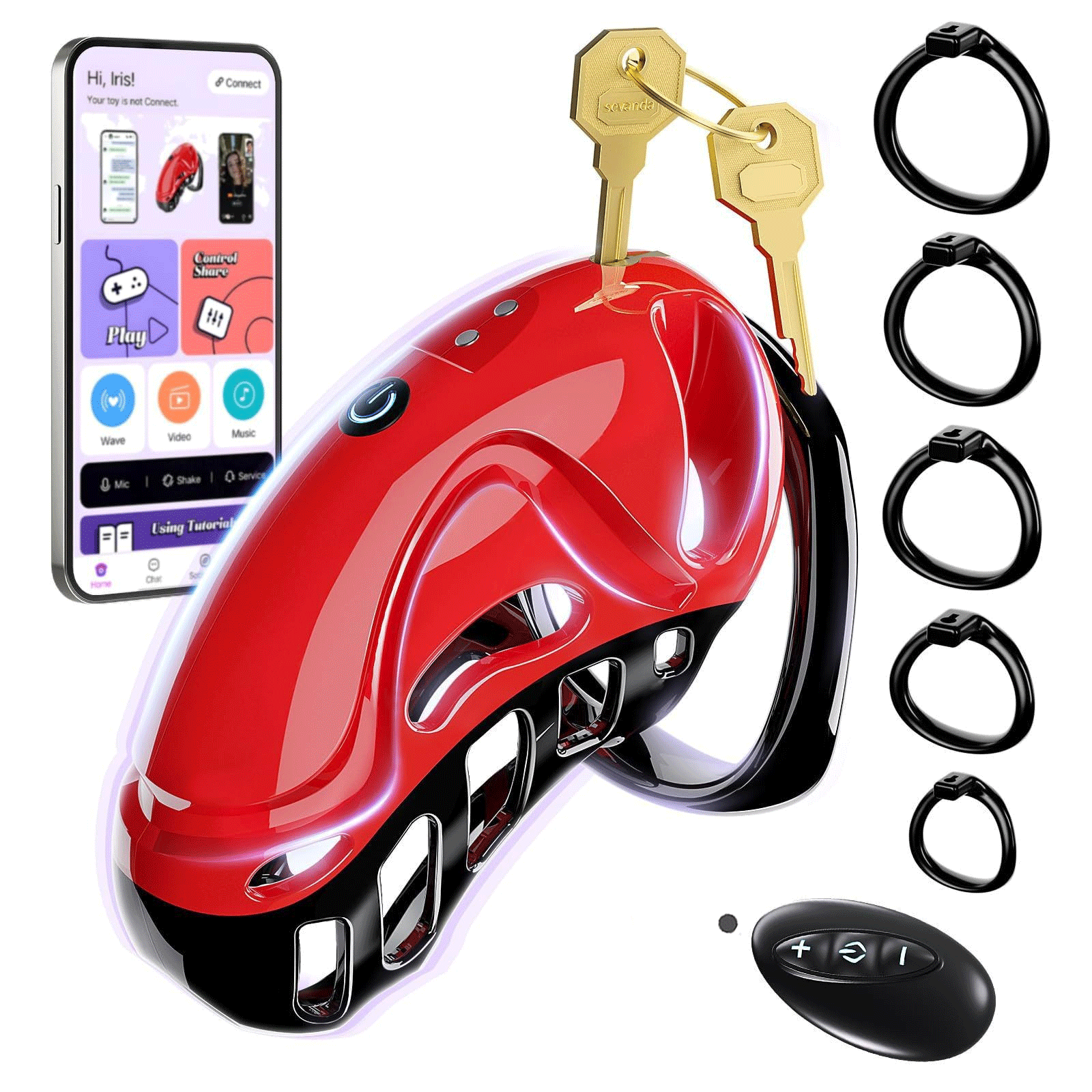 Cobrace - App & Remote Control Male Chastity Cage With 10 Vibrations For Long-distance Play, Bondage Gear For Men Exercise By Rose Toy