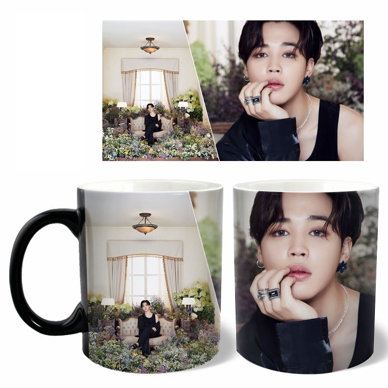 BTS Coffee Mugs A.R.M.Y Heat Sensitive Color Changing Cup,12 oz Black and  White New Arrival - BTS Official Merch