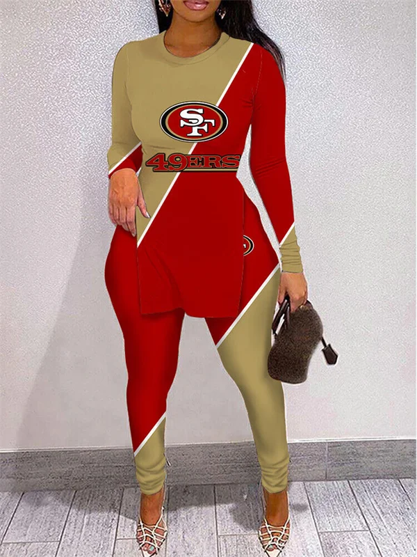 San Francisco 49ersLimited Edition High Slit Shirts And Leggings Two-Piece Suits
