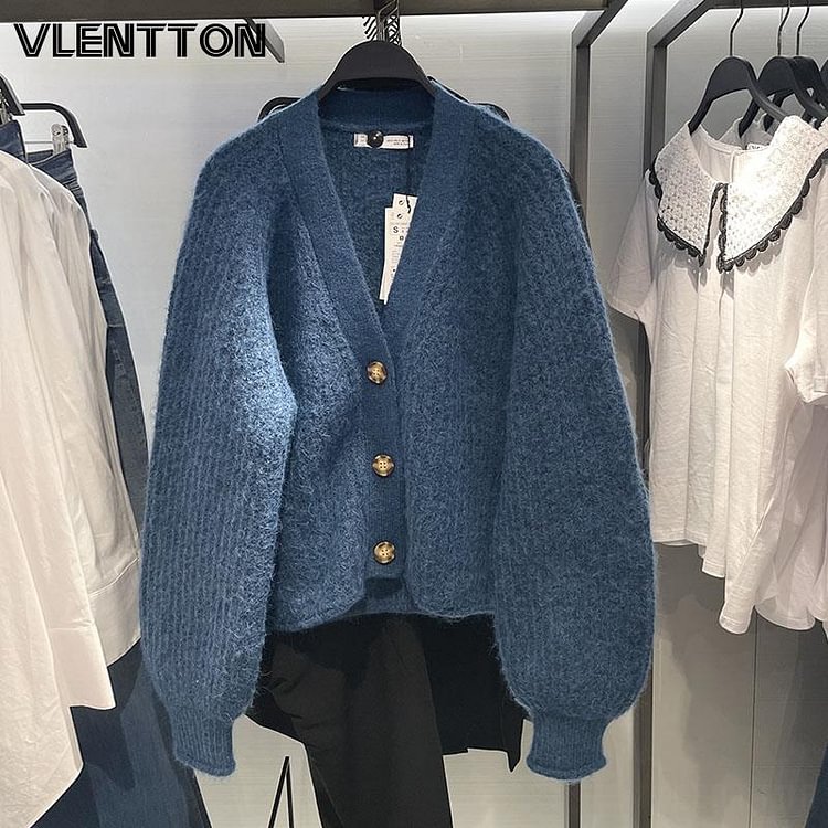 Autumn Winter Women Sweater Jacket New Fashion V-neck Warm Casual Street Knitted Cardigan Female - BlackFridayBuys