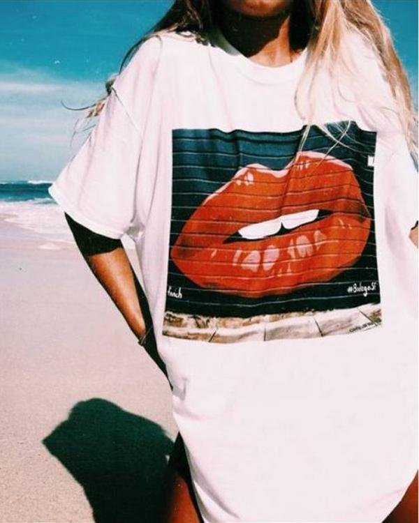 Vintage Printed Holiday Casual Long T-Shirt