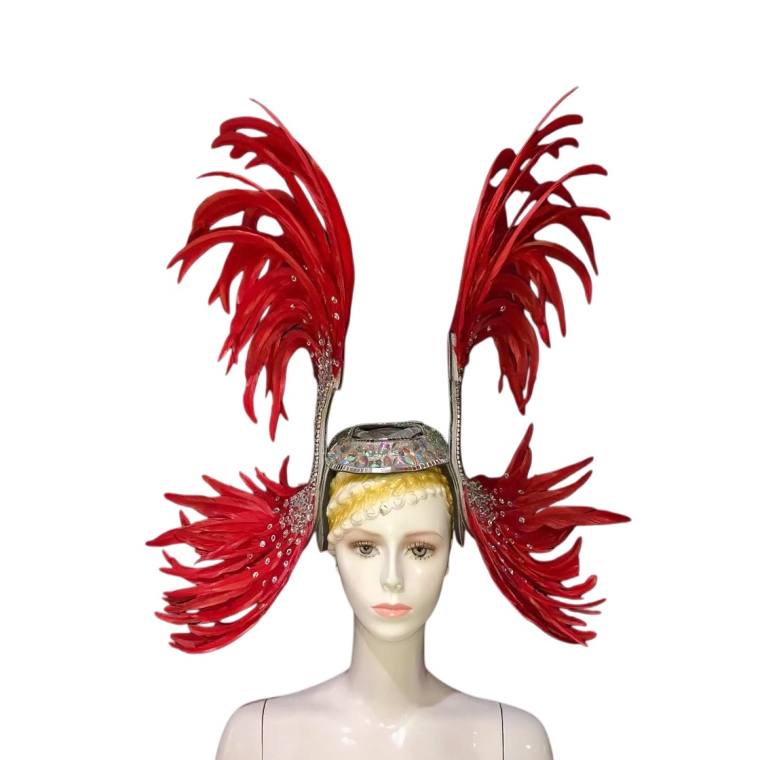 VCSHOES Dance party costumes evening gowns weddings street dances carnival costumes dance costumes belly dances Red feather headpiece