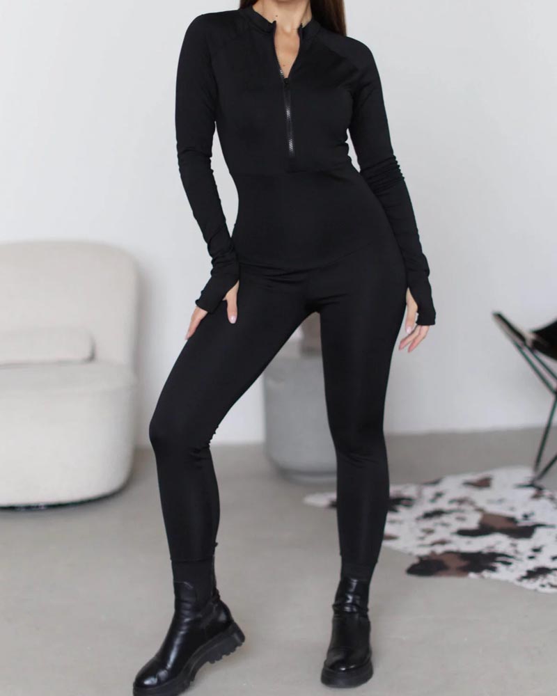 Fleece Fleece Front Zip Jumpsuit