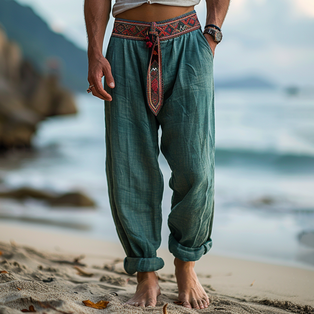 Retro Loose Breathable Men's Linen Casual Pants-inspireuse