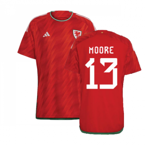 Wales Kieffer Moore 13 Home Shirt Kit World Cup 2022