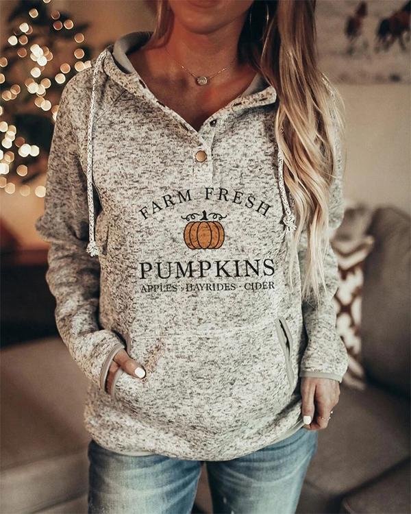 Women's Halloween Pumpkins Printed Long Sleeve Hoodie