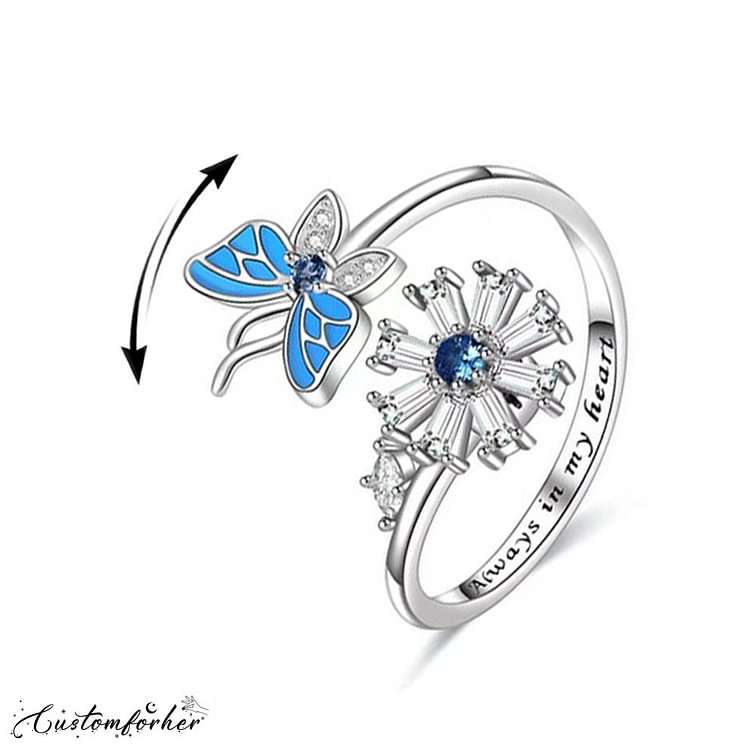 Butterfly Snowflake Rotation Anxiety Ring