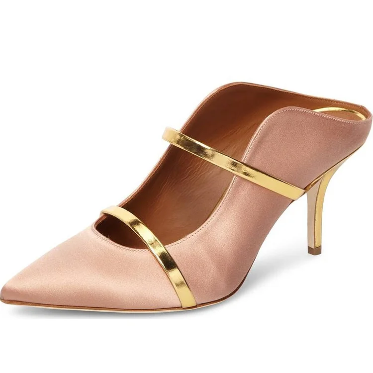 Pink Satin Pointy Toe Stiletto Pumps Vdcoo
