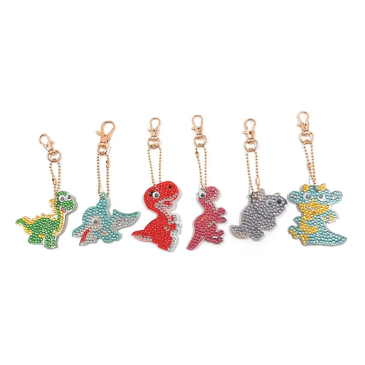 6pcs DIY Keychain Handmade Cartoon Dinosaur Full Drill Diamond Painting (G) gbfke