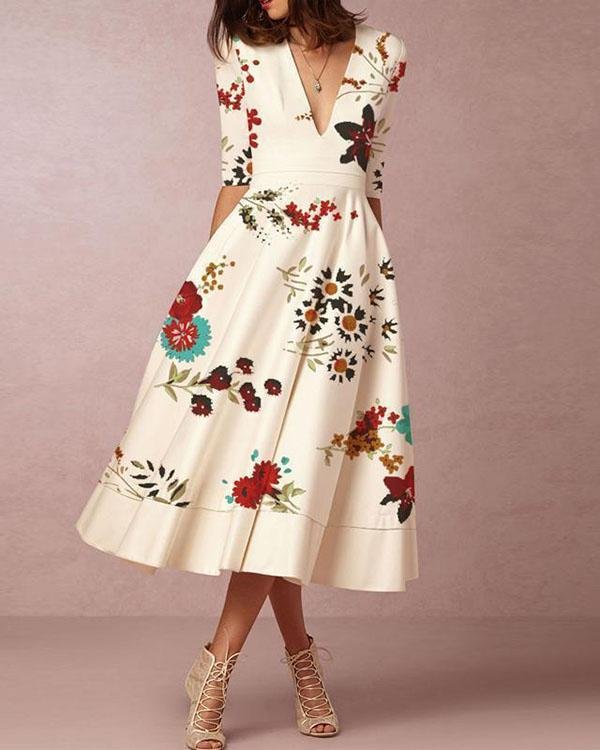 2022 Printed Elegant Women Fashion Dresses