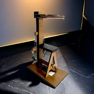 pornhint Pornhint 2023 HandMade Miniature instrument of torture chair with Handcuffs Figure,miniature bondage chair,Neck lock,Neck cuffs,Handcuffs,Slave Chair