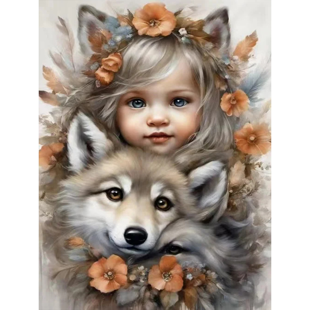 Cute Little Girl 30*40cm(canvas) full round drill diamond painting