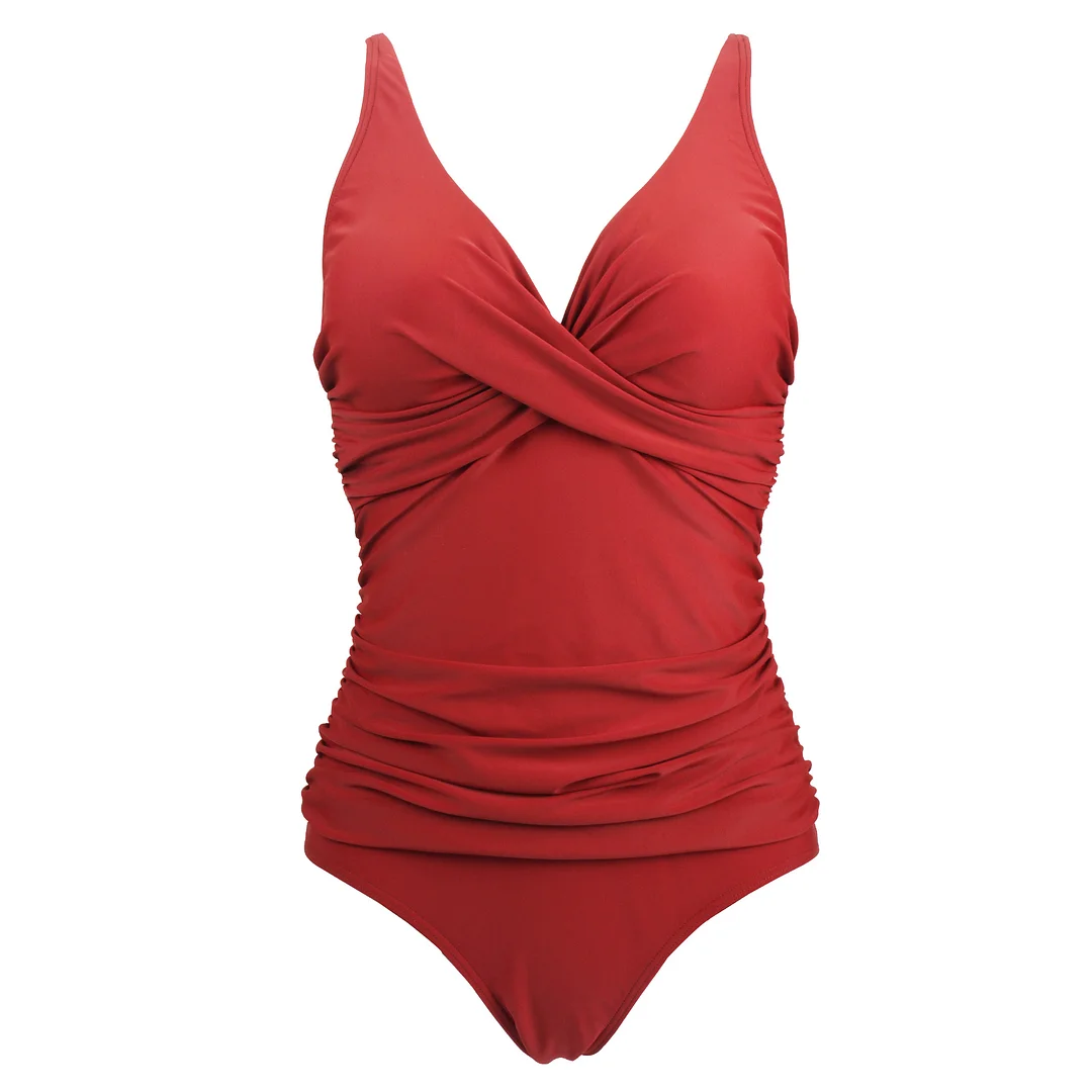 Front Cross One Piece Tummy Control Swimsuits