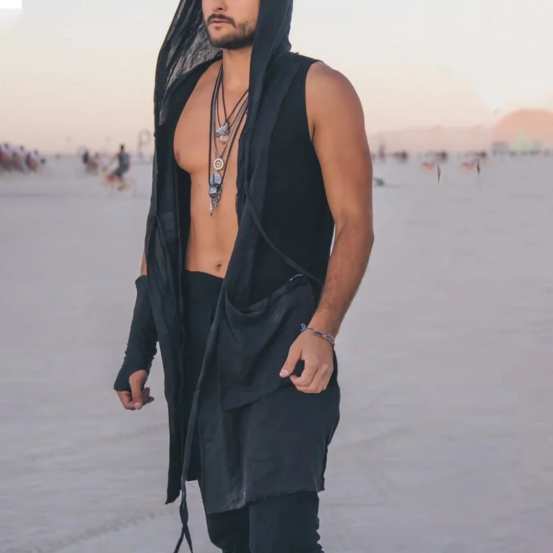 Sleeveless Hooded Kimono-inspireuse