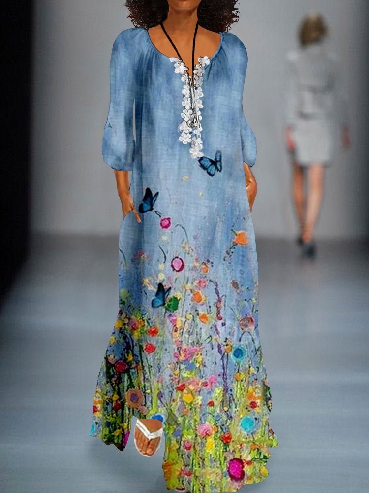 Printed Casual Lace Dress P181401864