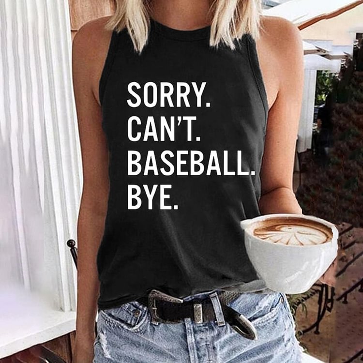 Comstylish Women's Sorry Can't Baseball Bye Print Casual Tank Top