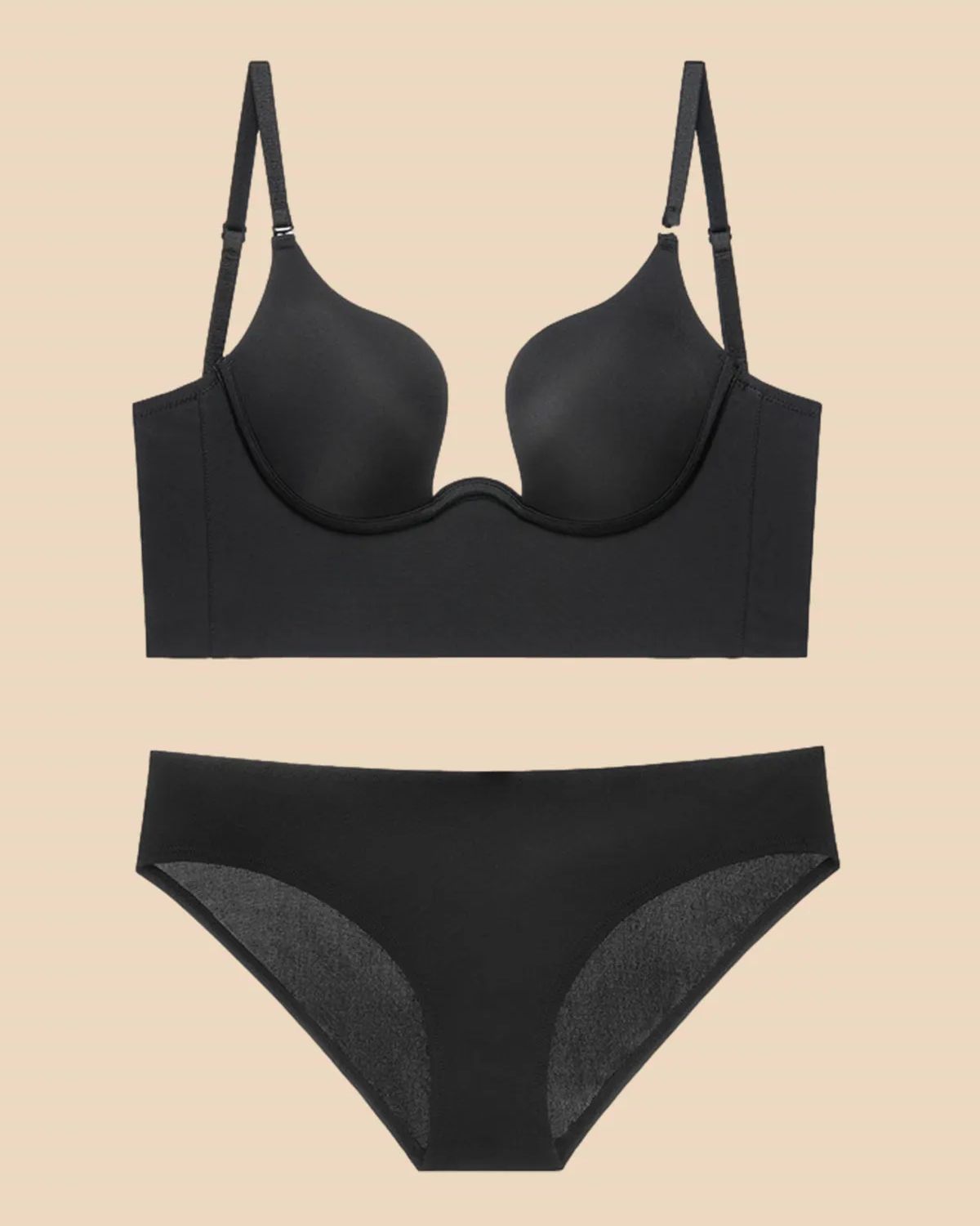 Liftup Low Back Plunge Bra Cleavage-Boosting Light Padding Bra Underwear