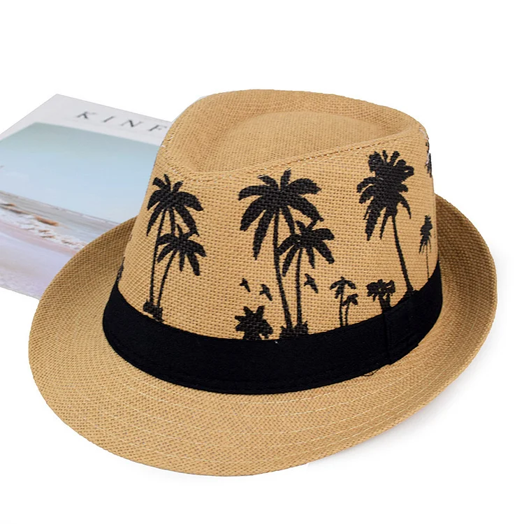Comstylish Coconut Resort Style Curly Straw Hat for Men