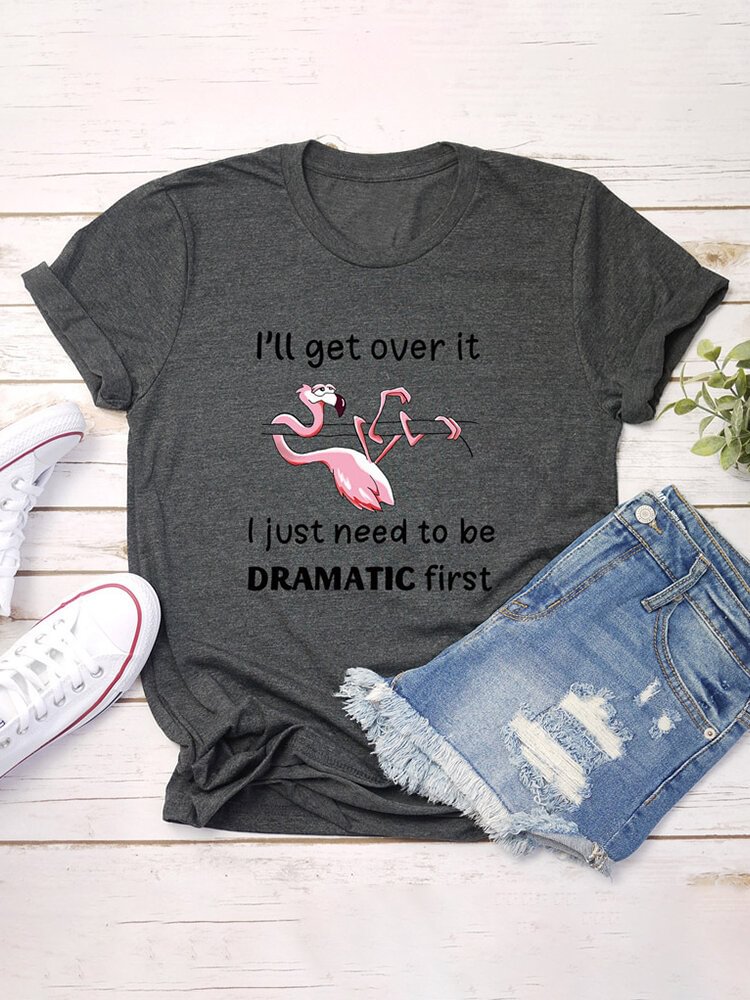 Cartoon Letter Printed Short Sleeve O Neck Casual T shirt P1666221
