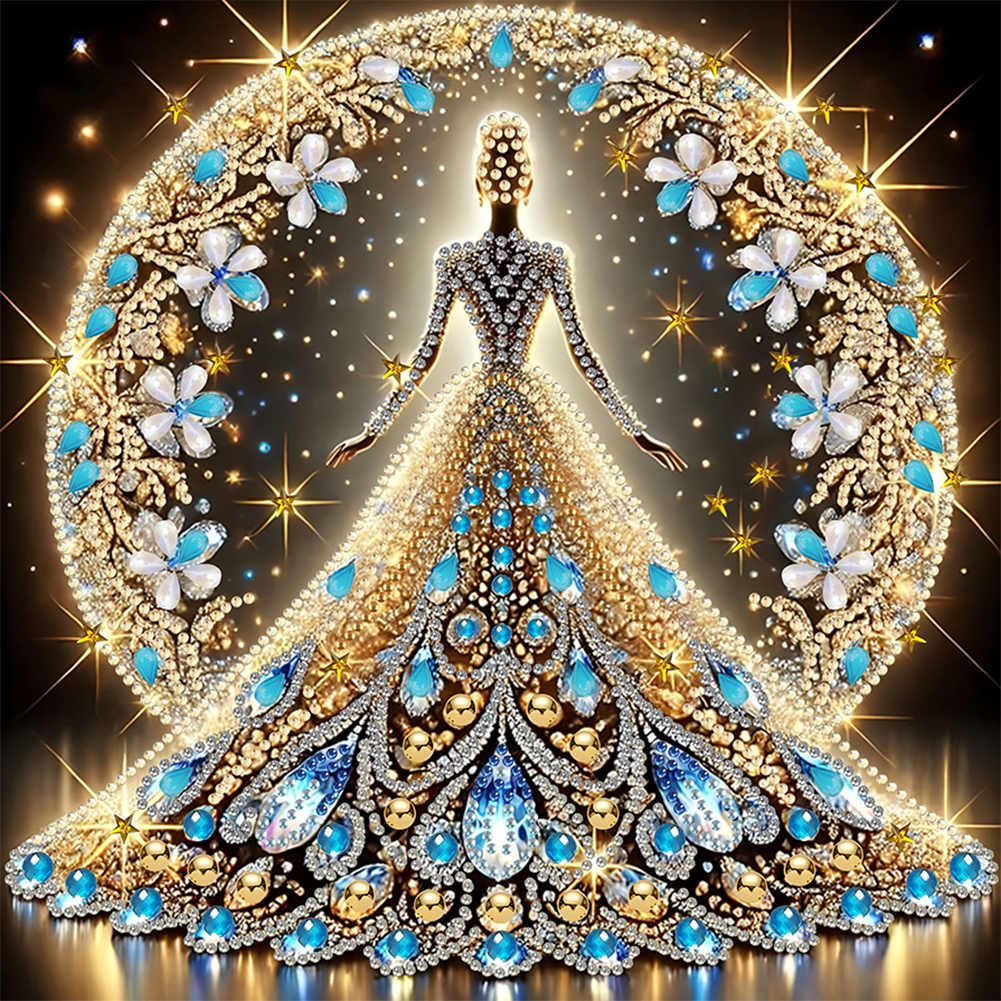 Diamond Painting - Partial Special Shaped - Girl With Dress Hem (30*30CM)