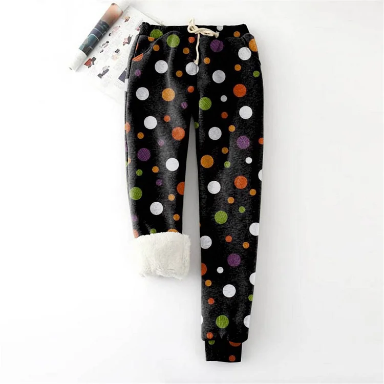 Sherpa fleece thickened warm printed sweatpants socialshop