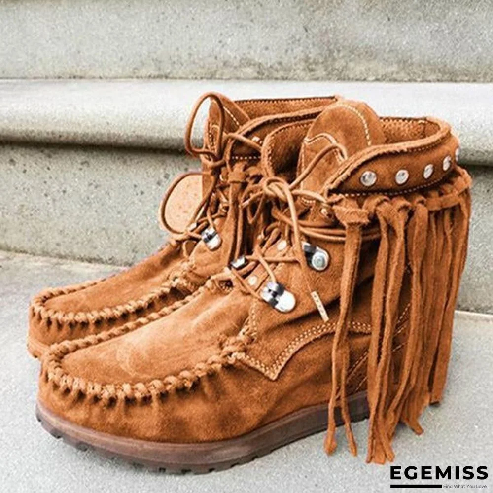 Faux Suede Fringed Autumn Boots | EGEMISS