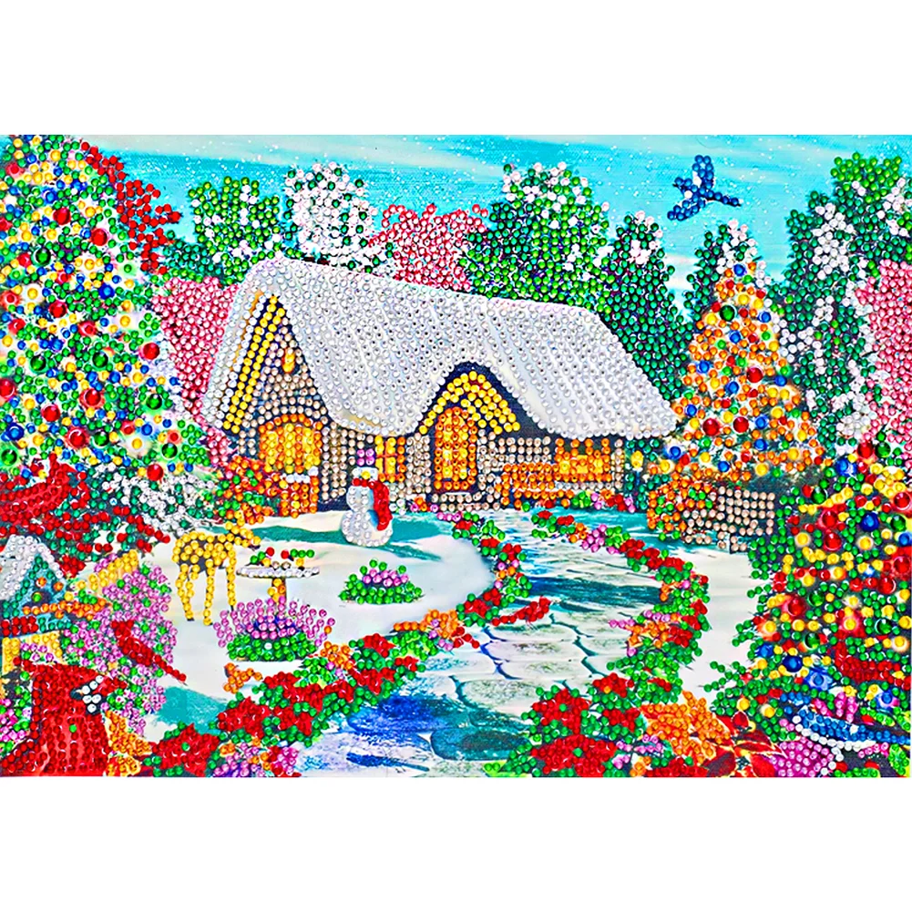 Partial Special Shaped Diamond Painting Snow House