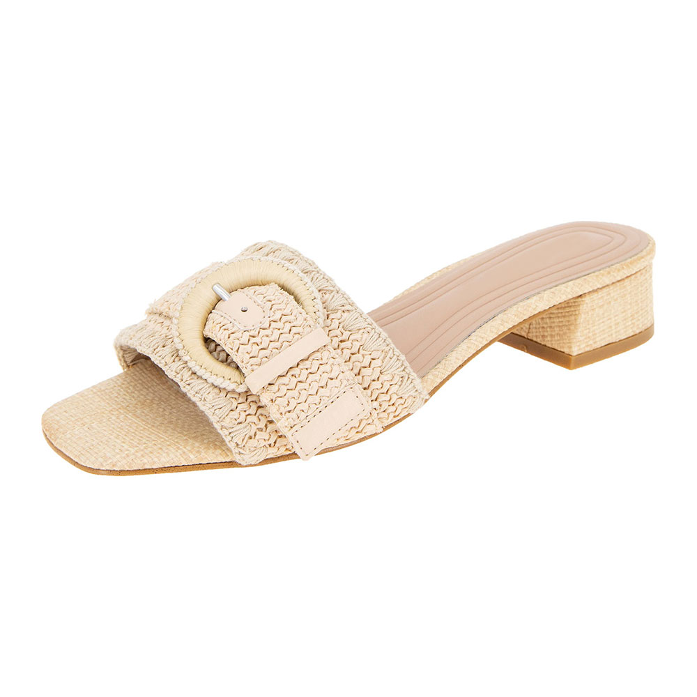 yu@　Square Buckle Mules Amazon.com | Minorsu Buckle Mules for Women Flats Beige