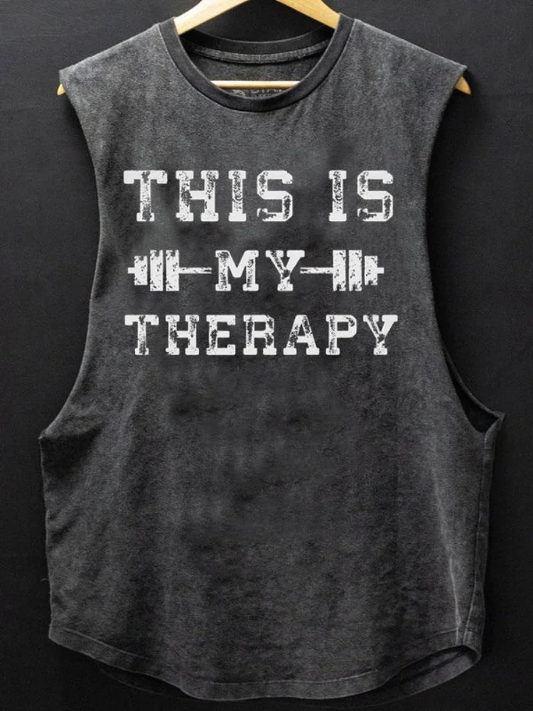 BrosWear This Is My Therapy Scoop Bottom Cotton Tank
