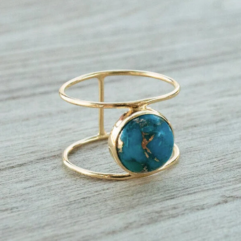 Natural Turquoise Gold Ring | 168DEAL