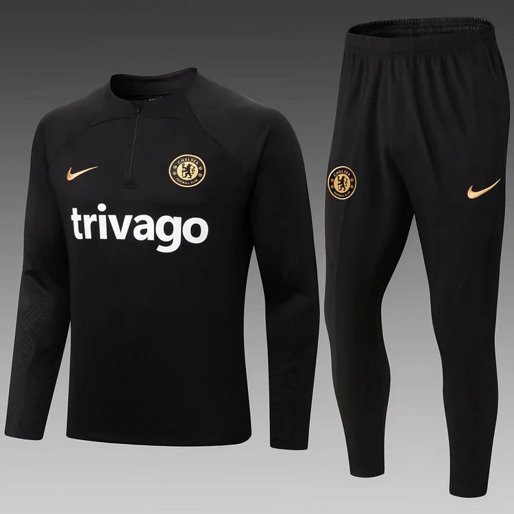 2022/2023 Chelsea Half-Pull Training Suit Black Football Shirt 1:1 Thai Quality Set