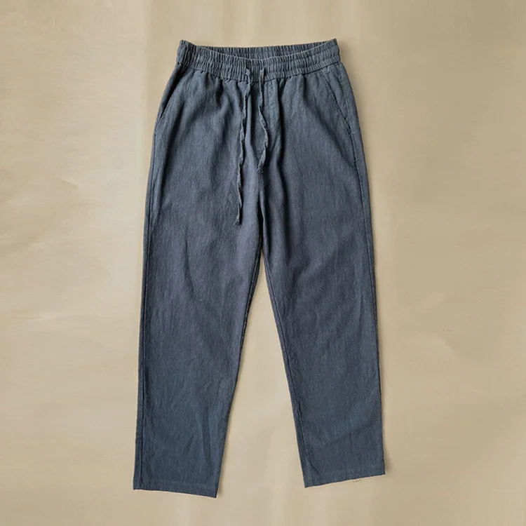 Comstylish Men's Vintage Elastic Waist Drawstring Casual Cotton Linen Pants