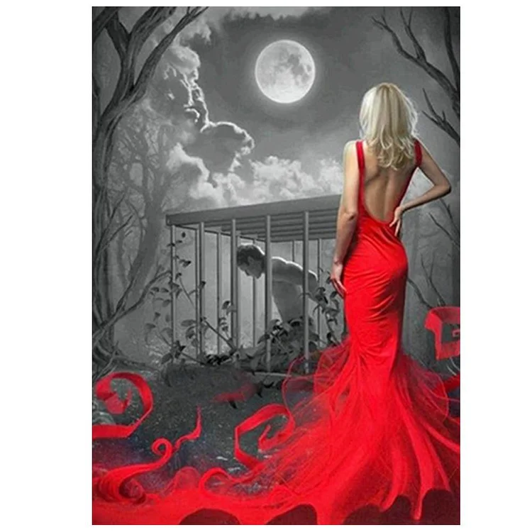 Red Dress Round Drill Diamond Painting 30X40CM(Canvas) gbfke