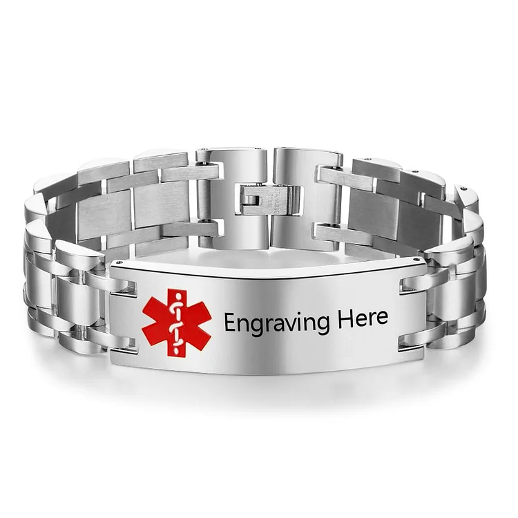 Medical Alert Bracelet for Men Women Engravable Medical Alert Jewelry Kids ID Bracelet Waterproof Stainless Steel