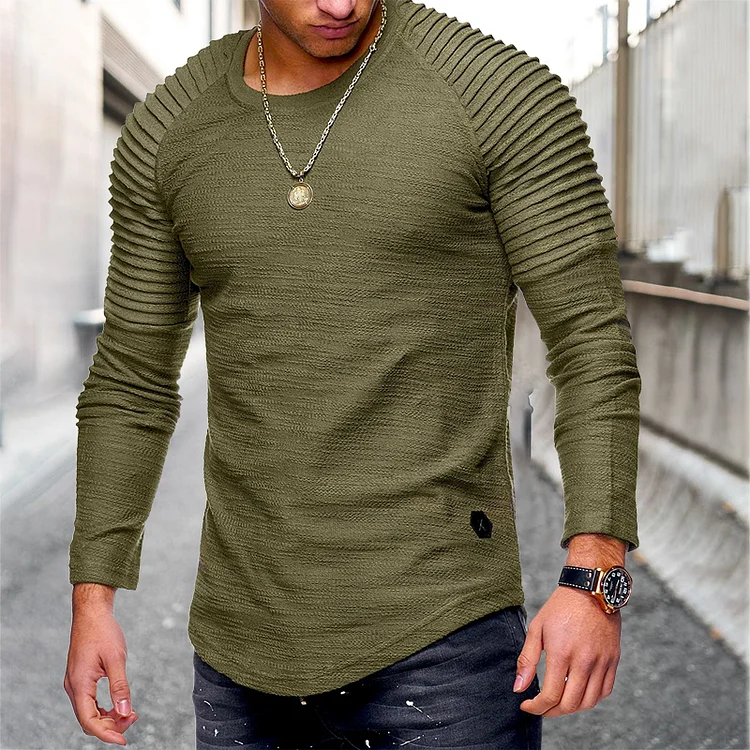 BrosWear Men's Round Neck Tight Thermal Unique Long Sleeve T-shirt